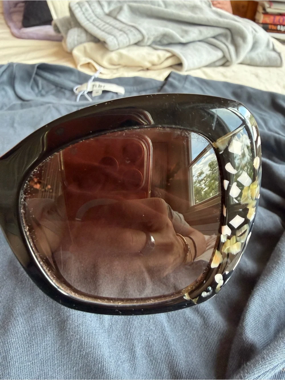 Krewe Felicity oversized black acetate sunglasses - slightly scratched lens - Picture 4 of 13